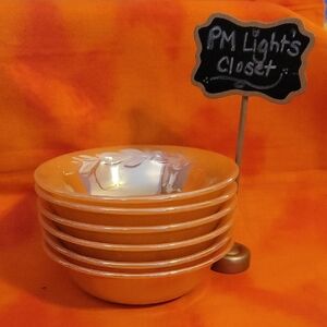 Fire-King Set of 6 Orange Peach Bowls Luster Laurel Fruit